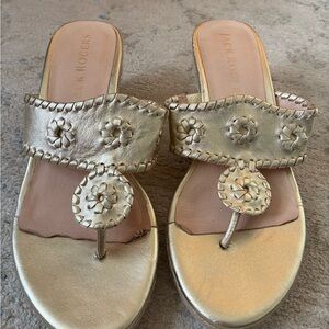 Jack Rogers Gold Espadrille Wedge Sandals 8